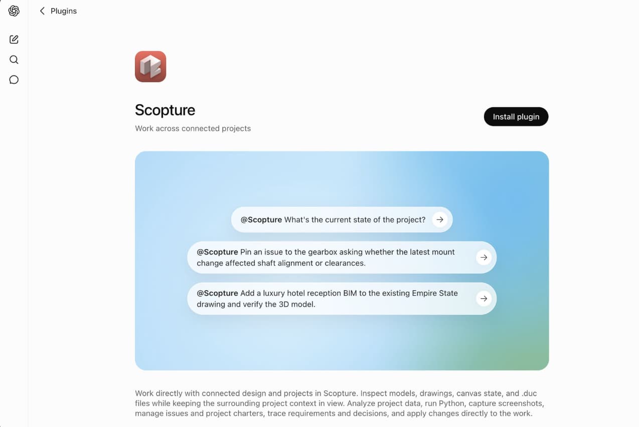 Figure 6 — Scopture plugin available inside ChatGPT